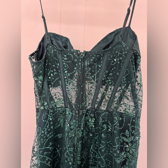 Windsor Lauren Sweetheart A-Line Glitter Green Sequin Dress Size 9 - Picture 13 of 16